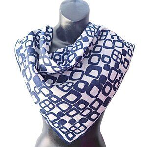 Vintage Fashion Scarf Blue & White Abstract Scarves